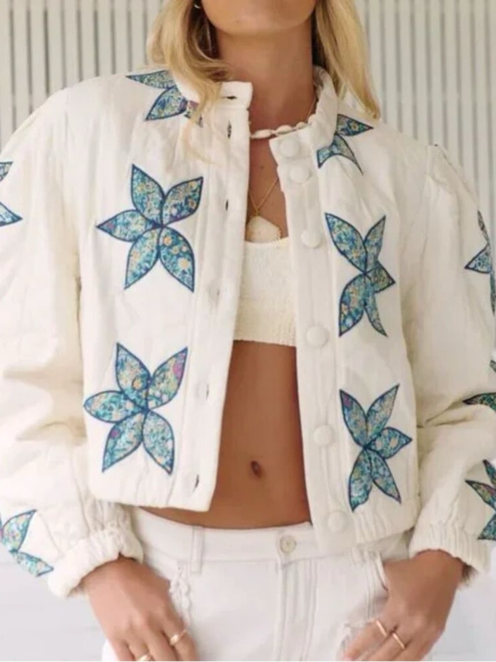 FP Quinn Quilted Jacket white/blue